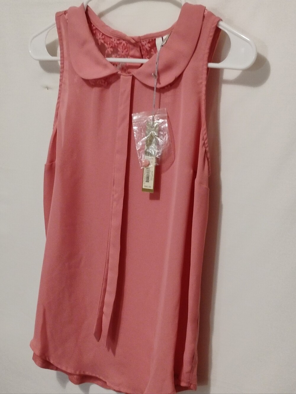 LC Lauren Conrad Womens XS Coral Pastel Sleeveless Top Lace Back NWT